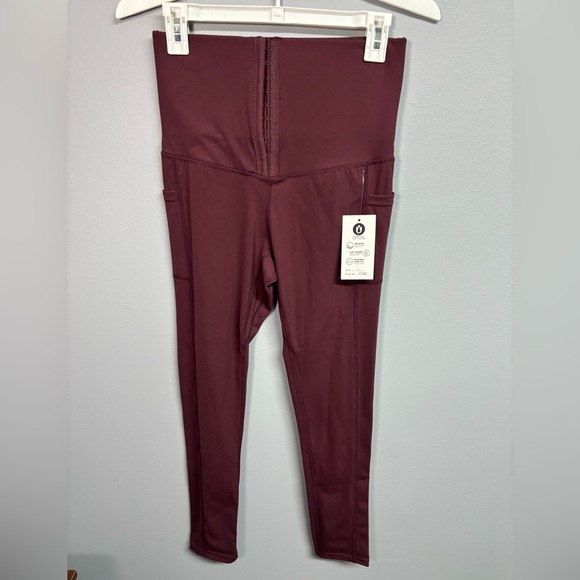 Women's High-Waisted Burgundy Leggings - Picture 1 of 3
